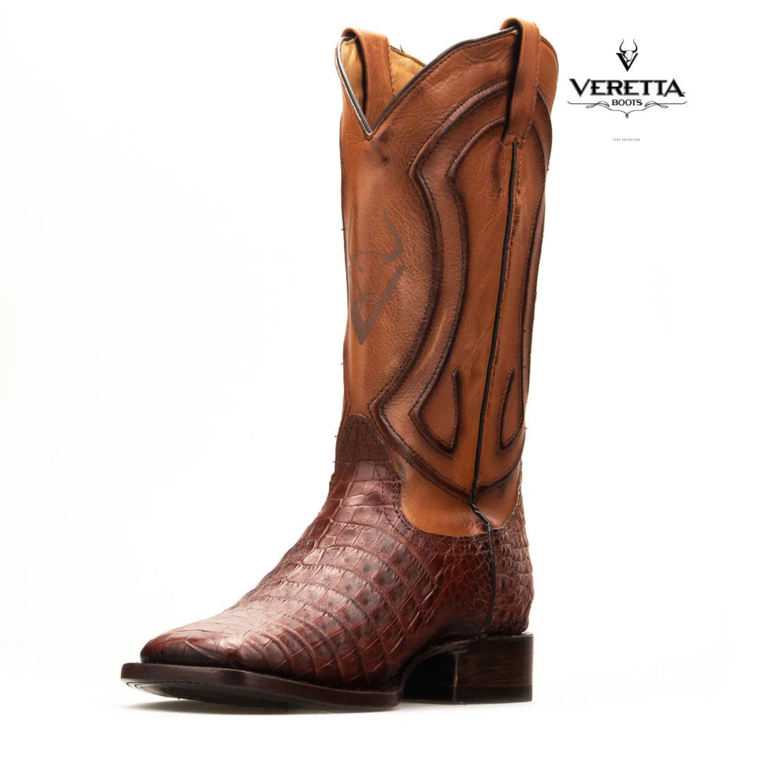 Royale Cogñac | Bota Vaquera Exótica de Piel de Cocodrilo Veretta para Hombre