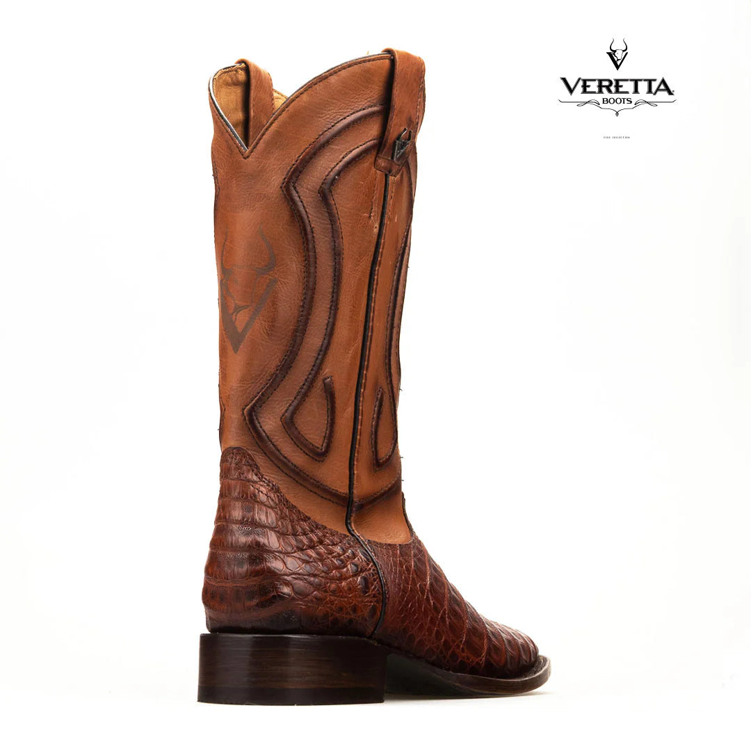 Royale Cogñac | Bota Vaquera Exótica de Piel de Cocodrilo Veretta para Hombre