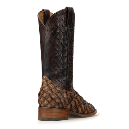 Brio Camel | Bota Vaquera Exótica de Piel de Pirarucu Veretta para Hombre