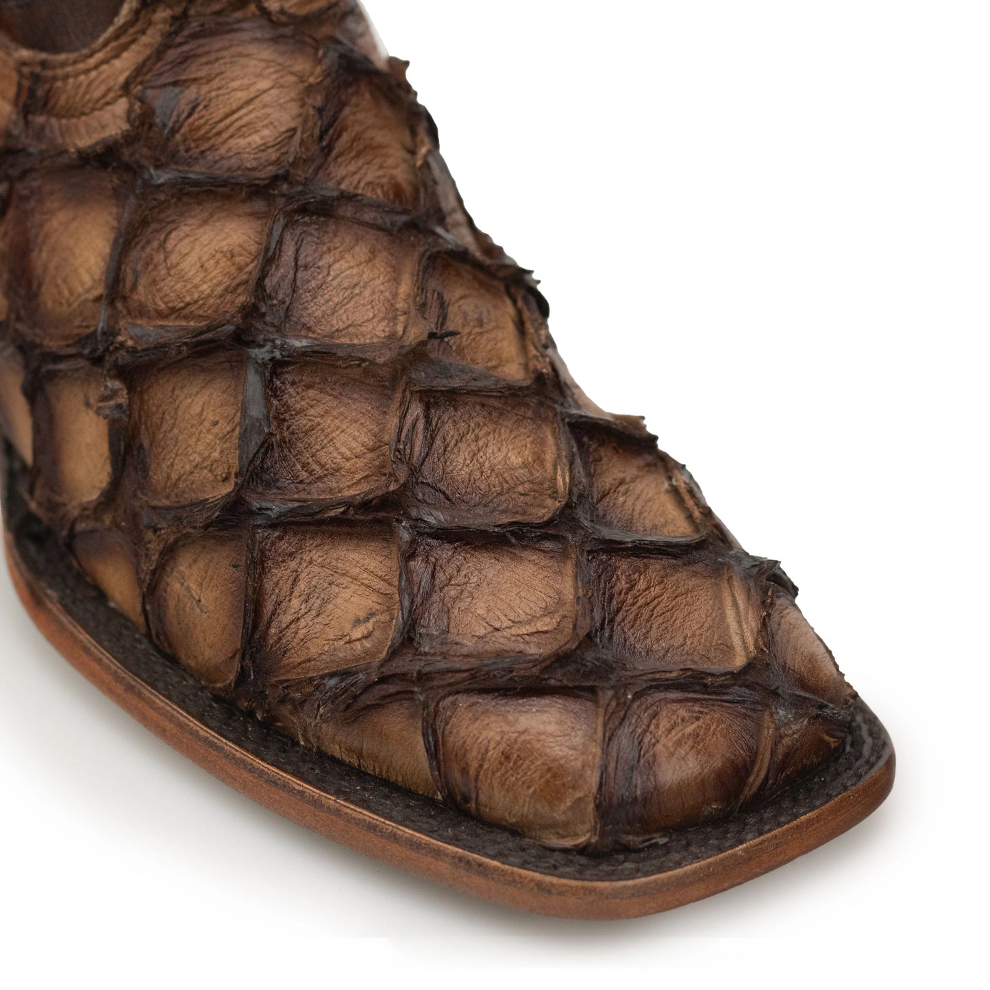 Brio Camel | Bota Vaquera Exótica de Piel de Pirarucu Veretta para Hombre