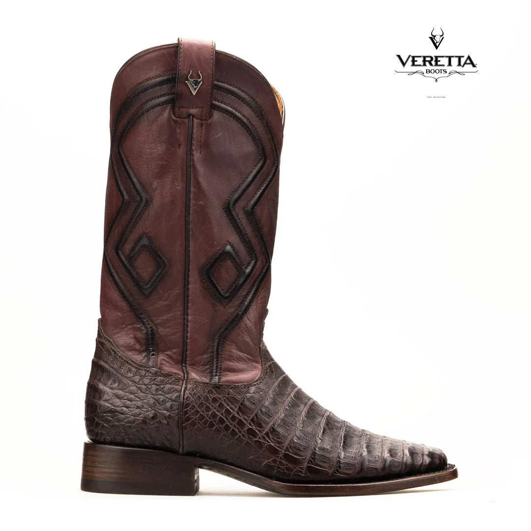 Royale Café | Bota Vaquera Exótica de Piel de Cocodrilo Veretta para Hombre