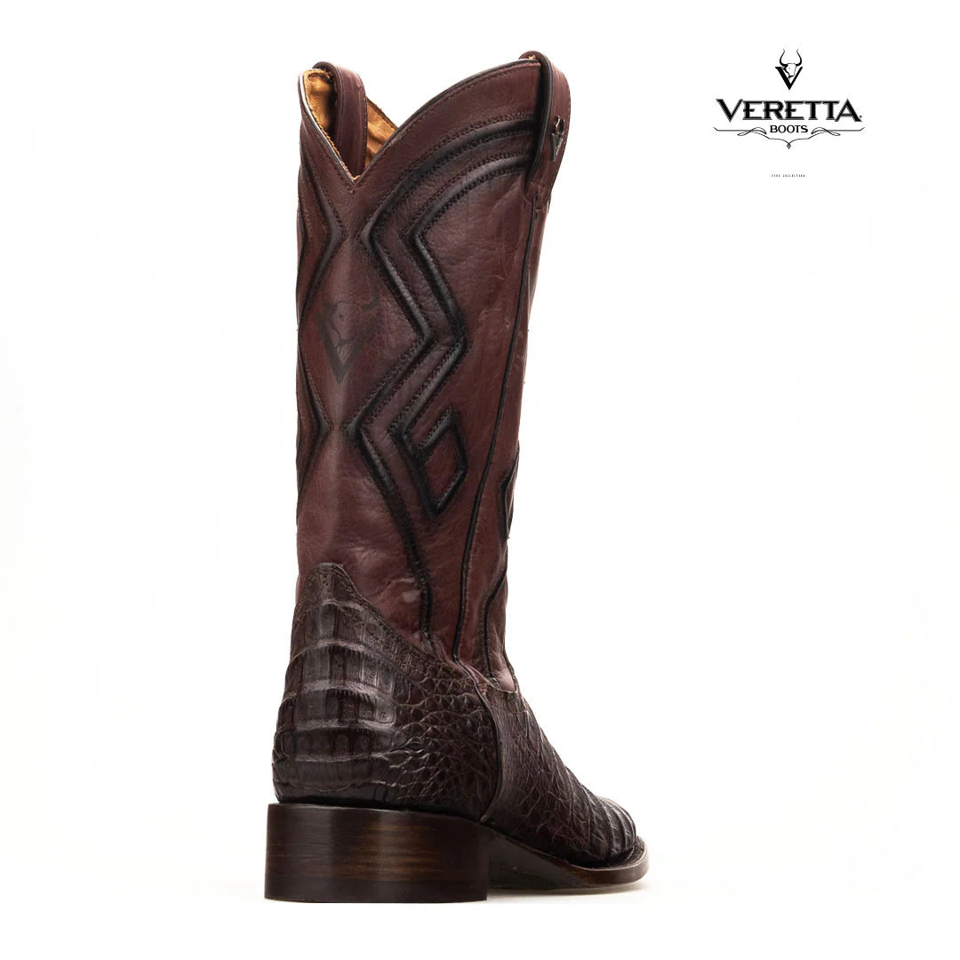 Royale Café | Bota Vaquera Exótica de Piel de Cocodrilo Veretta para Hombre
