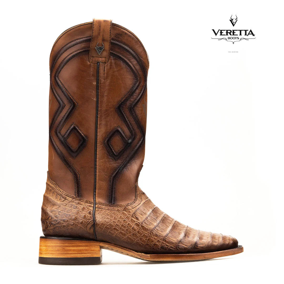 Royale Camel | Bota Vaquera Exótica de Piel de Cocodrilo Veretta para Hombre