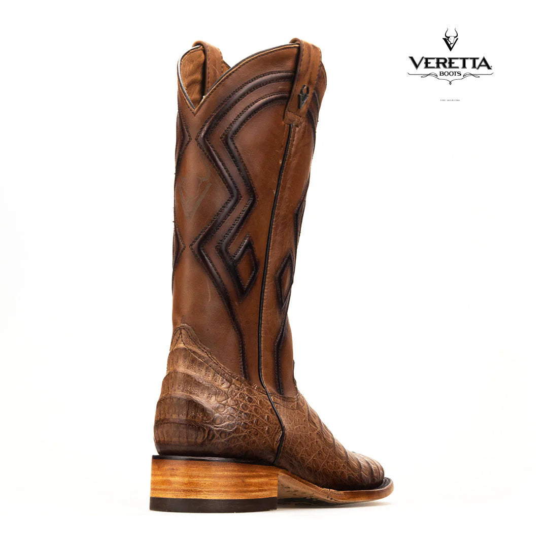 Royale Camel | Bota Vaquera Exótica de Piel de Cocodrilo Veretta para Hombre