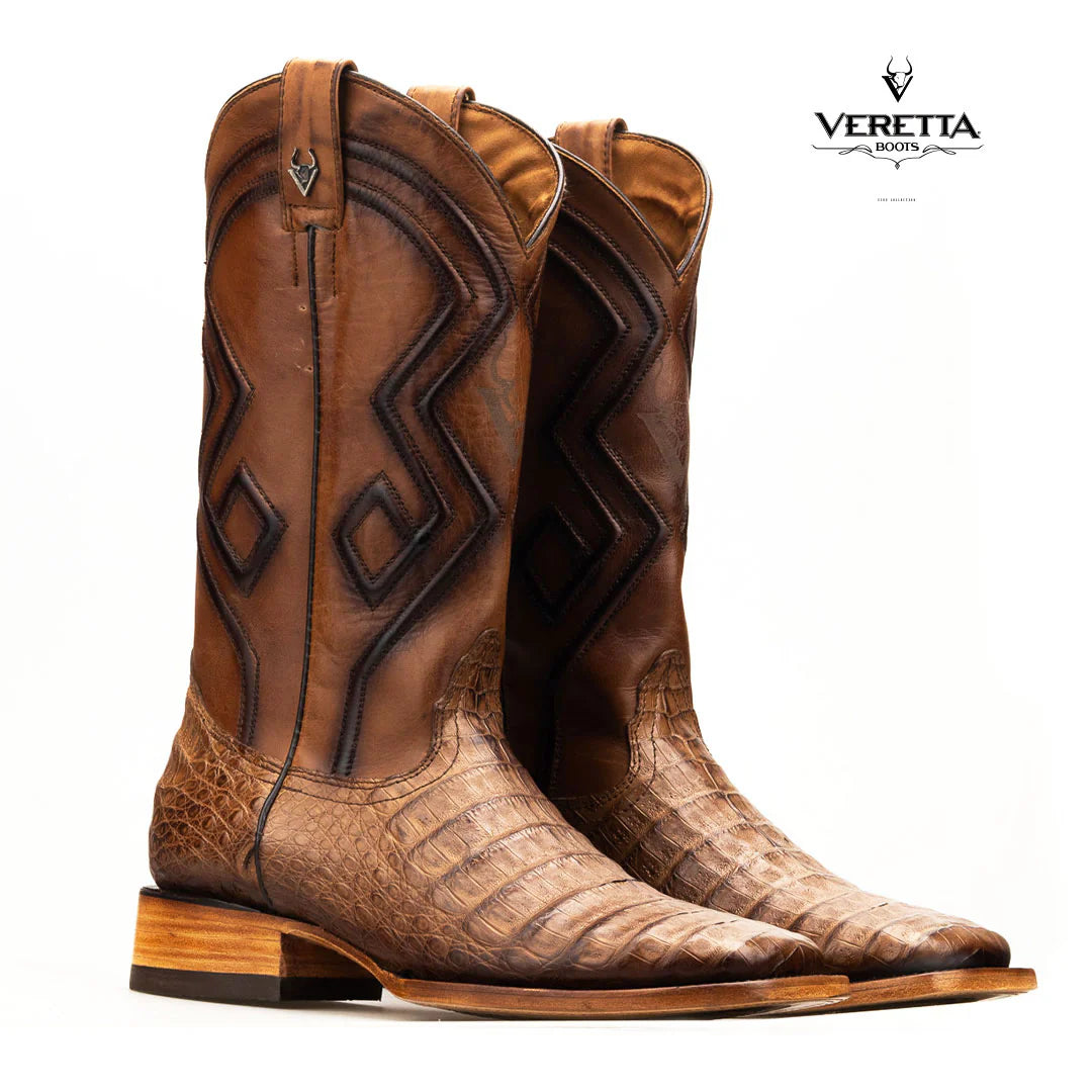 Royale Camel | Bota Vaquera Exótica de Piel de Cocodrilo Veretta para Hombre