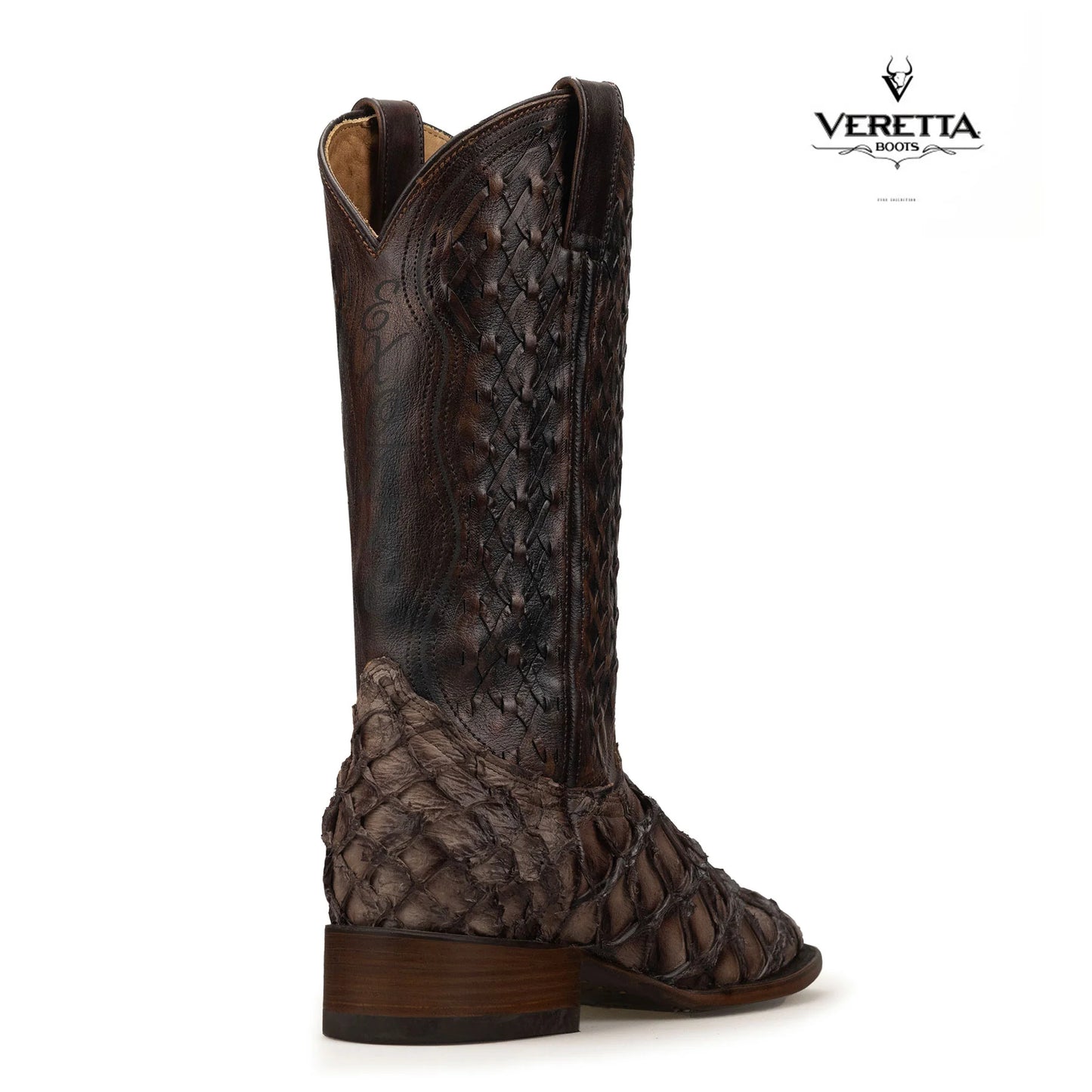 Brio Moka | Bota Vaquera Exótica de Piel de Pirarucu Veretta para Hombre