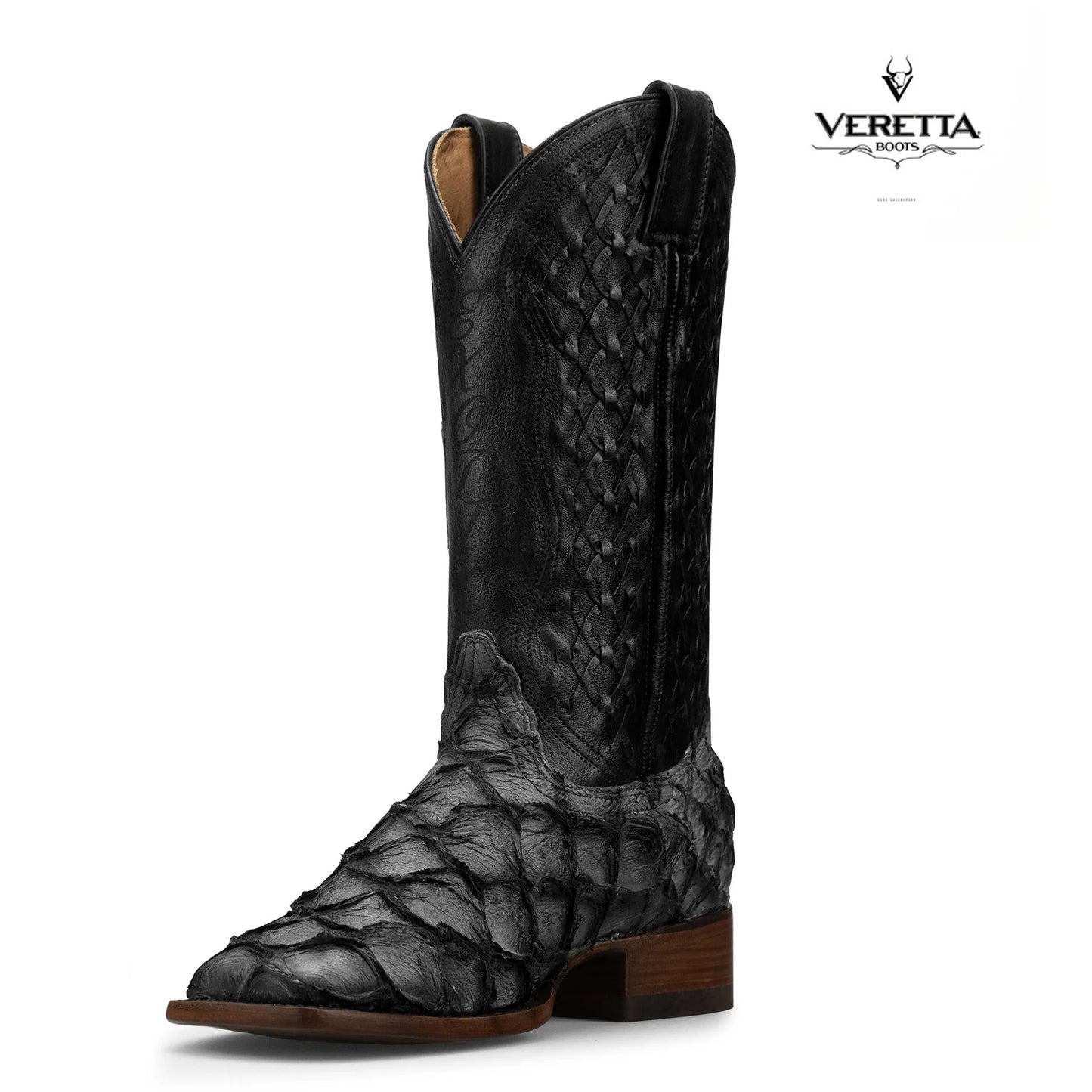 Brio Gris | Bota Vaquera Exótica de Piel de Pirarucu Veretta para Hombre
