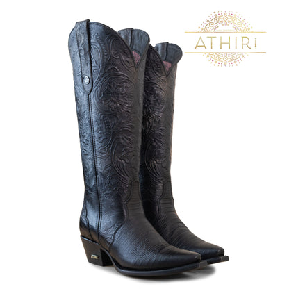 LIZARD NEGRO BRONCE EST. AT-37 CINCELADO FLORES H-MARIE
